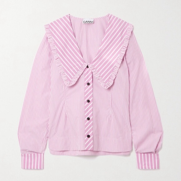 Ganni Tops - Ganni Peter Pan collar button down shirt
